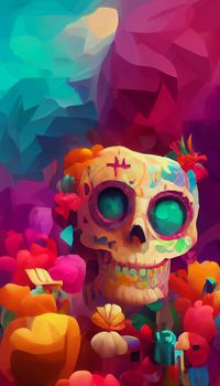 beautiful illustration of the Day of the Dead, Mexican tradition. colorful wallpaper of the day of the dead. catrin catrina.