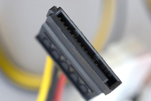 a computer SATA power connector and wires