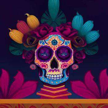 beautiful illustration of the Day of the Dead, Mexican tradition. colorful wallpaper of the day of the dead. catrin catrina.