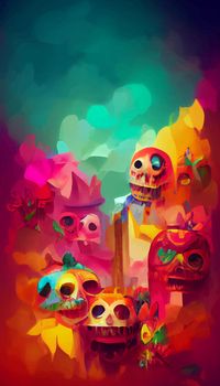 beautiful illustration of the Day of the Dead, Mexican tradition. colorful wallpaper of the day of the dead. catrin catrina.