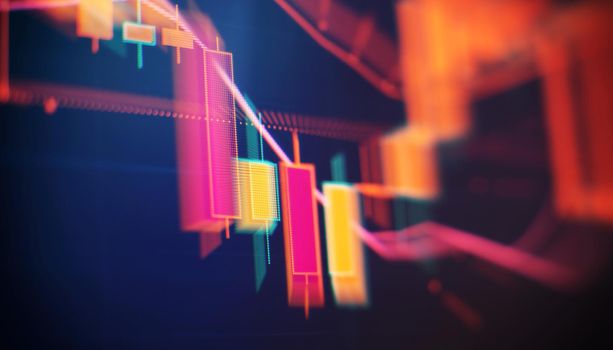 Stock exchange business screen data graph background. Background with currency bars and candles