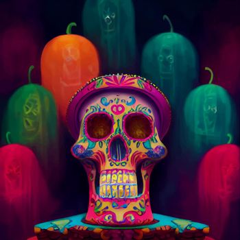 beautiful illustration of the Day of the Dead, Mexican tradition. colorful wallpaper of the day of the dead. catrin catrina.