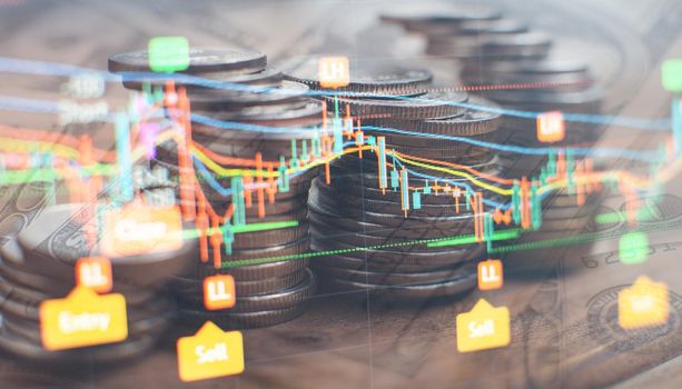 Forex trading market candlestick chart, Cryptocurrency Digital economy. investing growing. economy trends