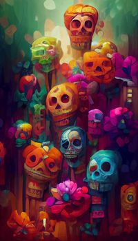 beautiful illustration of the Day of the Dead, Mexican tradition. colorful wallpaper of the day of the dead. catrin catrina.