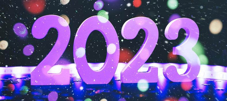 New Year 2023.  Blurred lights in the background.