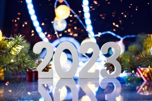 Merry Christmas and happy new year concept , Banner.Happy New Year 2023. A symbol from the number 2023