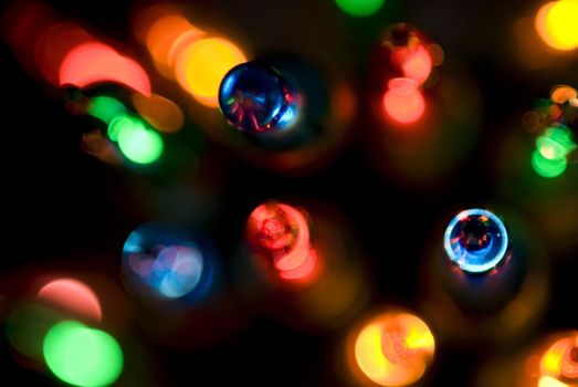 close up on colourful christmas lights