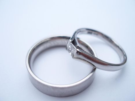 two classic styled silver wedding rings