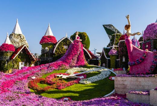 Dubai, UAE - 03.06.2020 Flower and landscaping installations in Dubai miracle garden.