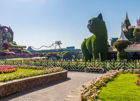 Dubai, UAE - 03.06.2020 Flower and landscaping installations in Dubai miracle garden.