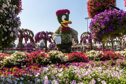 Dubai, UAE - 03.06.2020 Flower and landscaping installations in Dubai miracle garden.