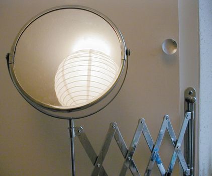 details of a bathroom shaving mirror