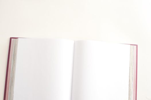 Open Book with Blank Pages on White Background, Copy Space for Addition of Text or Message