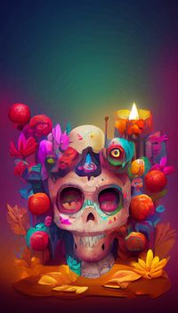 beautiful illustration of the Day of the Dead, Mexican tradition. colorful wallpaper of the day of the dead. catrin catrina.