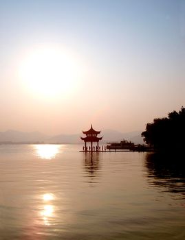 sunset overlooking the lake