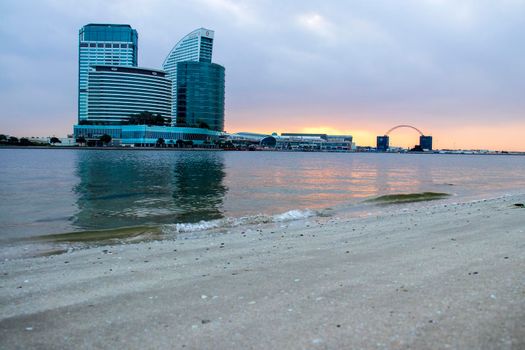 View of a Dubai Festival city and Intercontinental hotel on early morning hour. Dubai. UAE.