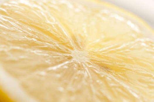 Macro of yellow fresh half of lemon