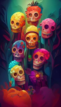 beautiful illustration of the Day of the Dead, Mexican tradition. colorful wallpaper of the day of the dead. catrin catrina.