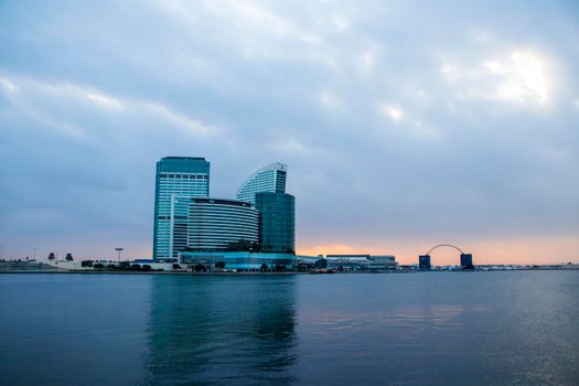 View of a Dubai Festival city and Intercontinental hotel on early morning hour. Dubai. UAE.