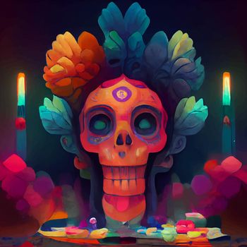 beautiful illustration of the Day of the Dead, Mexican tradition. colorful wallpaper of the day of the dead. catrin catrina.