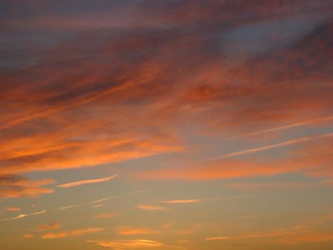 red clouds in a beautiful sunset sky