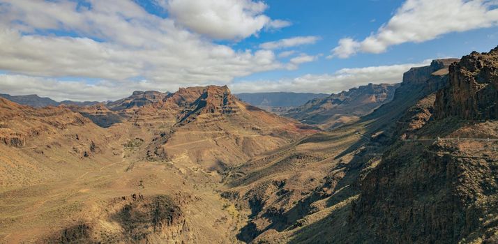 Mountain landscape panorama on the island Gran Canaria - a breathtaking view. High-quality photo
