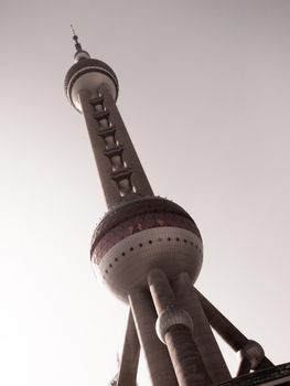 Oriental Pearl TV Tower in Shanghai, China.