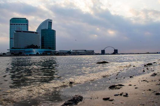 View of a Dubai Festival city and Intercontinental hotel on early morning hour. Dubai. UAE.