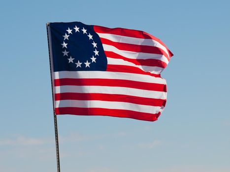 Original flag of the United States depicted by Betsy Ross.