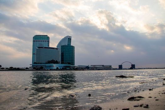 View of a Dubai Festival city and Intercontinental hotel on early morning hour. Dubai. UAE.