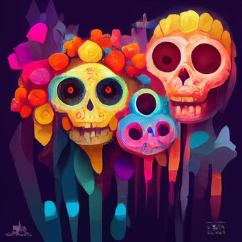 beautiful illustration of the Day of the Dead, Mexican tradition. colorful wallpaper of the day of the dead. catrin catrina.