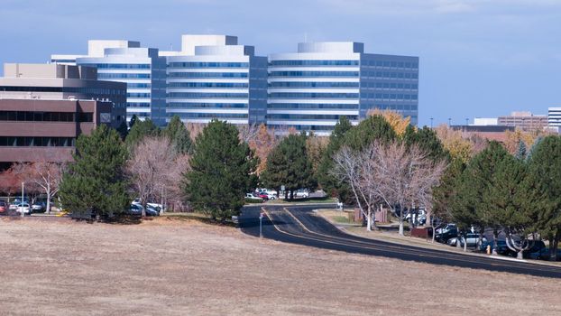 Three office buildings.