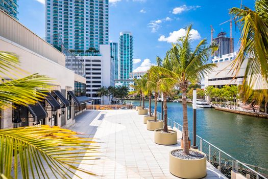 Miami river waterfront skyscrapers view, Florida state of USA