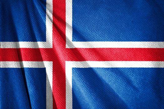 Iceland flag on towel surface illustration with, country symbol