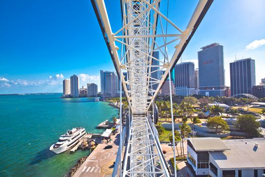 Miami downtown skyline and waterfront view from Observation wheel, Florida state, United States of America