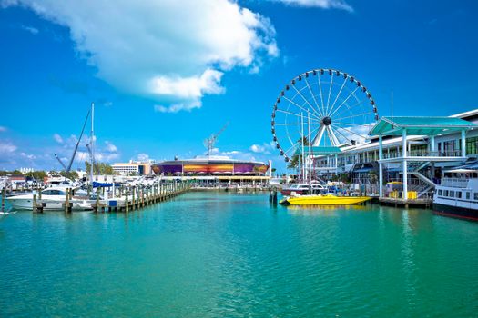 Miami harbor and giant ferris wheel view, Florida state of USA