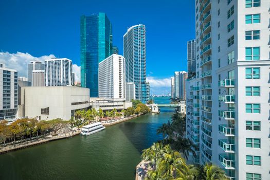 Miami river waterfront scenic view, Florida state of USA