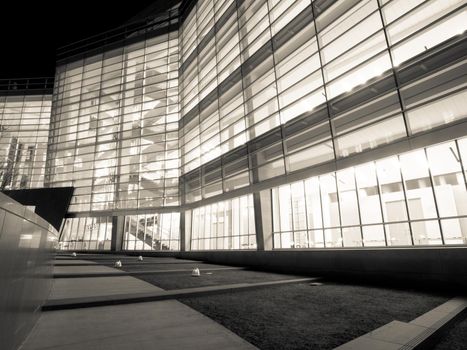 New Denver's Courthouse at night.