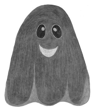 Hand Drawn Halloween Ghost Isolated on White Background. Halloween scary ghostly monsters. Cute cartoon spooky character, Drawn by Color Pencils.