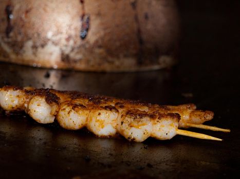 Shrimp on the grill.