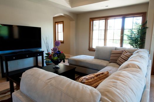 Media room of luxury home.