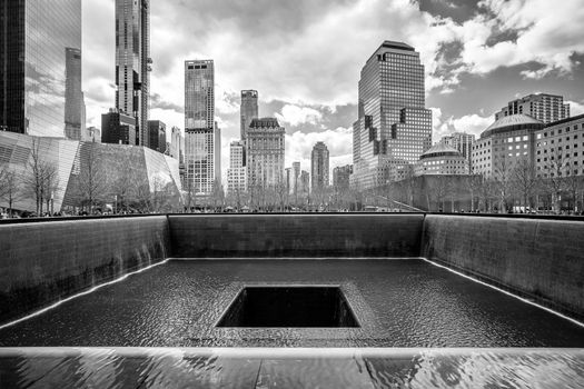 New York City Ground Zero black and white view, United states of America