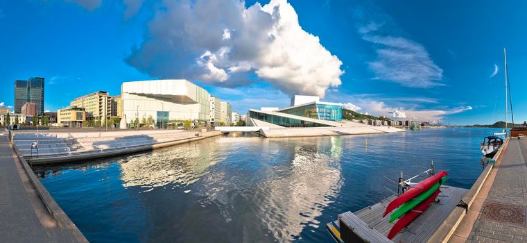 Oslo waterfront and contemporary architecture panoramic view, capital of Norway