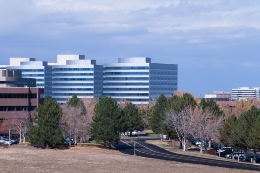 Three office buildings.