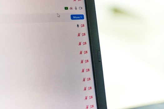 Close up shot of a an icons of a online meeting software