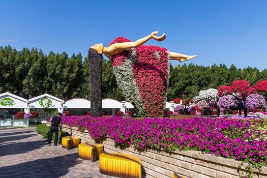 Dubai, UAE - 03.06.2020 Flower and landscaping installations in Dubai miracle garden.