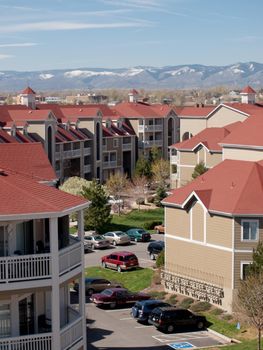 Rooftop of apartment building in Belmar, Colorado.