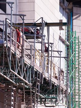 Construction site with scaffolding in downtown Denver.