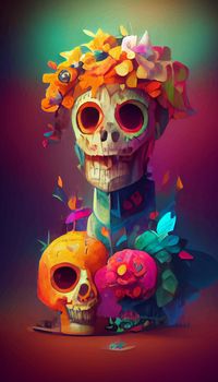 beautiful illustration of the Day of the Dead, Mexican tradition. colorful wallpaper of the day of the dead. catrin catrina.