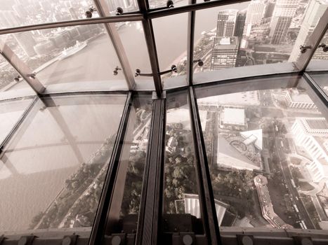 View from the TV tower in Shanghai, China.